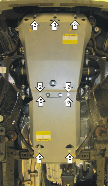 Защита алюминиевая Мотодор для картера двигателя, переднего дифференциала, КПП на Toyota Land Cruiser Prado 150 фото 3