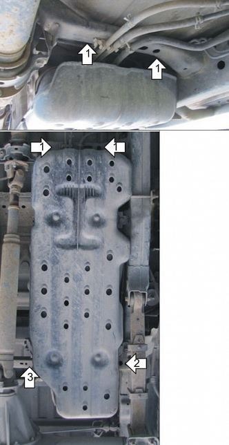 Защита стальная Мотодор для топливного бака на Toyota Hilux фото 3