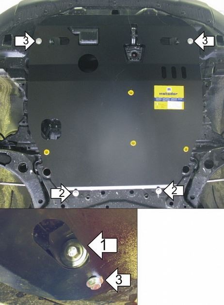 ​Защита стальная Мотодор для картера двигателя, КПП на Peugeot 4008 Citroen C4 Aircross и Mitsubishi ASX фото 2