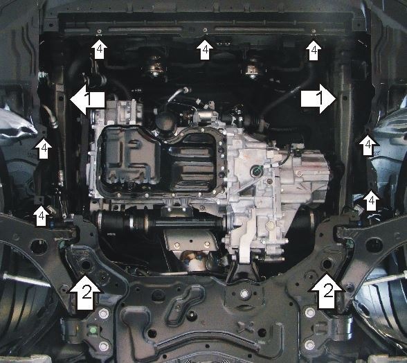 Защита стальная Мотодор для картера двигателя и КПП на Mazda 3 фото 3