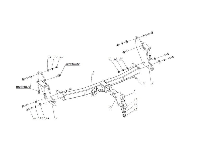 Фаркоп Бизон с антистуком для Mitsubishi Pajero IV (V80/V90)/ III(V60/V70)