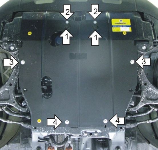 Защита стальная Мотодор для картера двигателя, КПП на KIA Sorento фото 2
