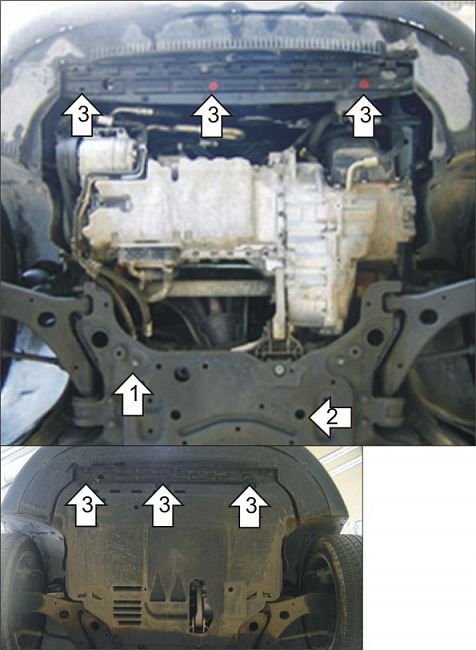 Защита алюминиевая Мотодор для картера двигателя, КПП на Volvo C30 фото 2