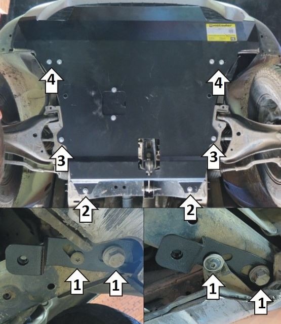 Защита стальная Мотодор для картера двигателя, КПП, переднего бампера на Renault Duster фото 2