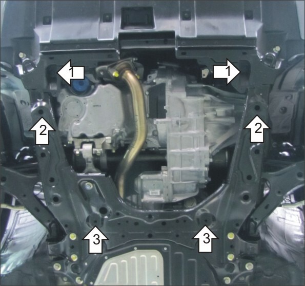 Защита алюминиевая Мотодор для картера двигателя, КПП на Honda CR-V и IV фото 2