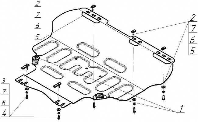 Защита стальная Мотодор для картера двигателя, КПП на Volvo V50/S40 и Ford Focus/C-Max фото 2