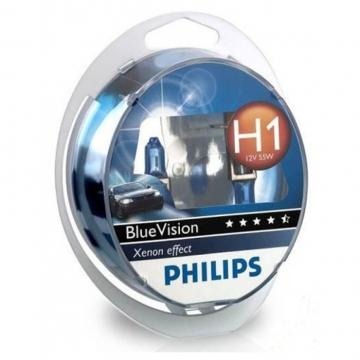 Комплект автоламп Philips Н1 (55) Blue Vision 12258BVSM