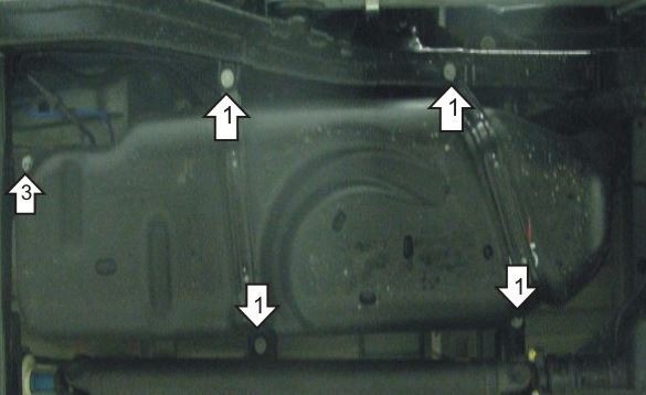 Защита стальная Мотодор для топливного бака на Volkswagen Amarok фото 3