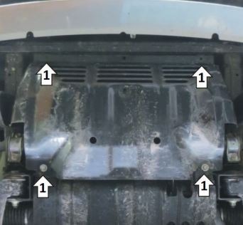 Защита алюминиевая Мотодор для радиатора на Mitsubishi Pajero Sport III и L 200 фото 2