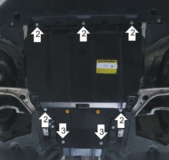 Защита стальная Мотодор для картера двигателя и КПП на Mercedes-benz GLA-Class/B-Class фото 2