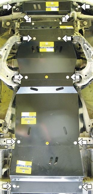 Защита стальная Мотодор для картера двигателя, переднего дифференциала, КПП, радиатора и РК на Mazda BT-50 и Ford Ranger фото 6