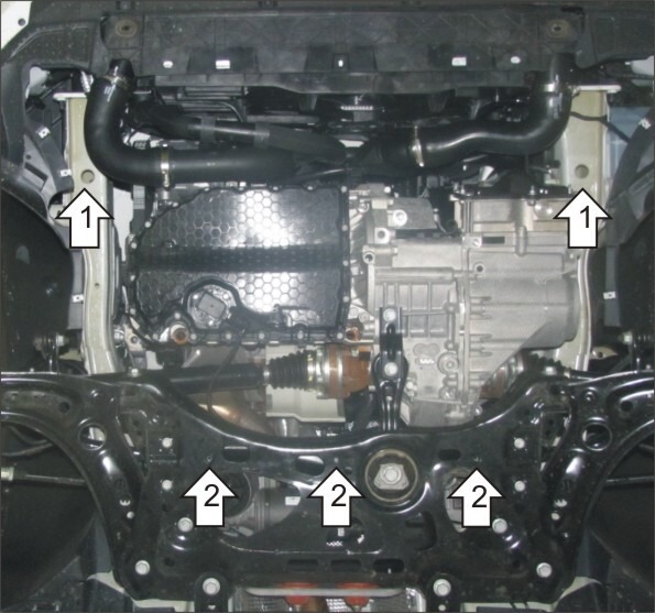 Защита алюминиевая Мотодор для картера двигателя, КПП на Volkswagen Golf Skoda Octavia/Superb и SEAT Leon фото 3