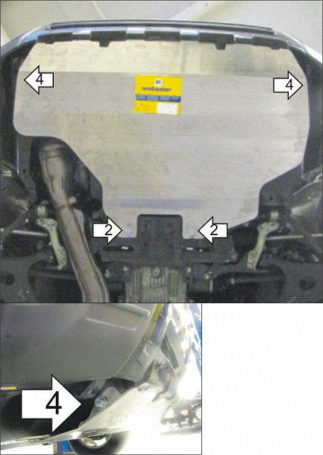 Защита алюминиевая Мотодор для картера двигателя на Subaru Forester фото 4