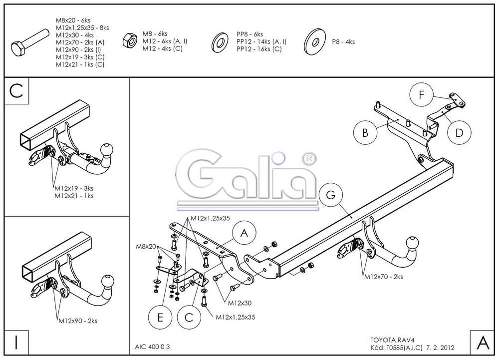 Фаркоп GALIA для Toyota RAV4 фото 2