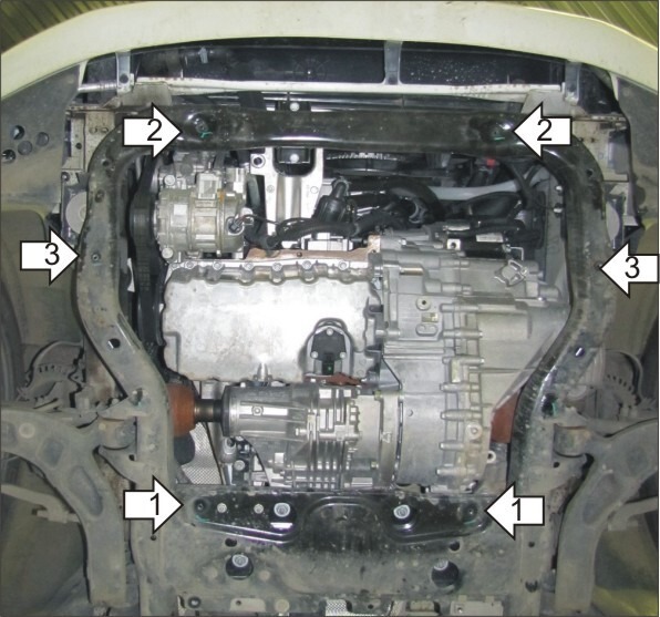 Защита стальная Мотодор для картера двигателя и КПП на Multivan/Volkswagen Transporter/Caravelle T5 и T6/T6.1 фото 3