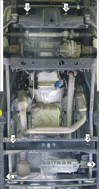 Защита алюминиевая Мотодор для картера двигателя, переднего дифференциала, КПП, РК на Chevrolet Express фото 4
