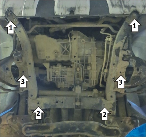 Защита стальная Мотодор для картера двигателя, КПП и переднего бампера на Renault Duster фото 3