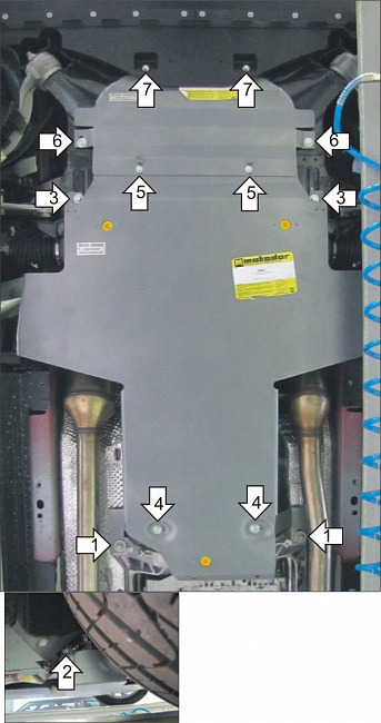 Защита алюминиевая Мотодор для картера двигателя, КПП на Jaguar XF фото 4