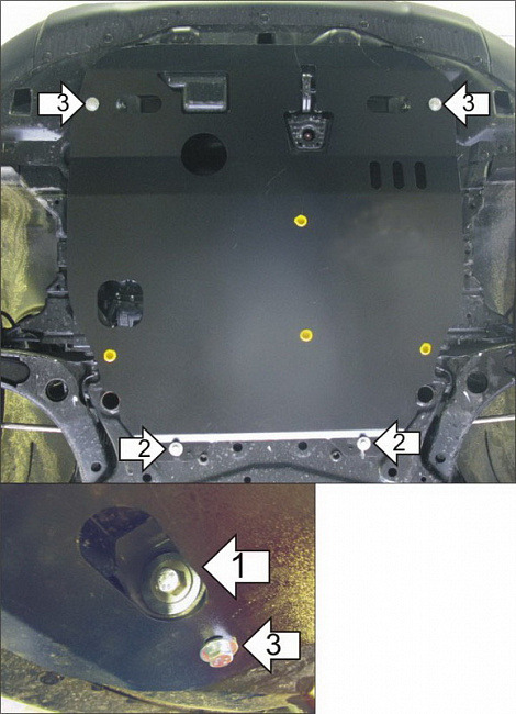 Защита стальная Мотодор для картера двигателя, КПП на Mitsubishi ASX Peugeot 4008 и Citroen C4 Aircross фото 4