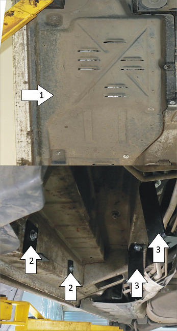 Защита алюминиевая Мотодор для трубкок кондиционера на Volkswagen Multivan/Transporter/Caravelle T6 и T5 фото 3