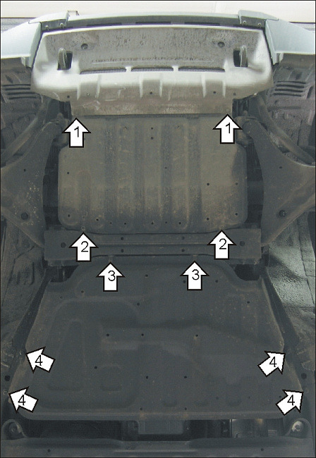 Защита алюминиевая Мотодор для картера двигателя, КПП на Mitsubishi Pajero IV фото 3