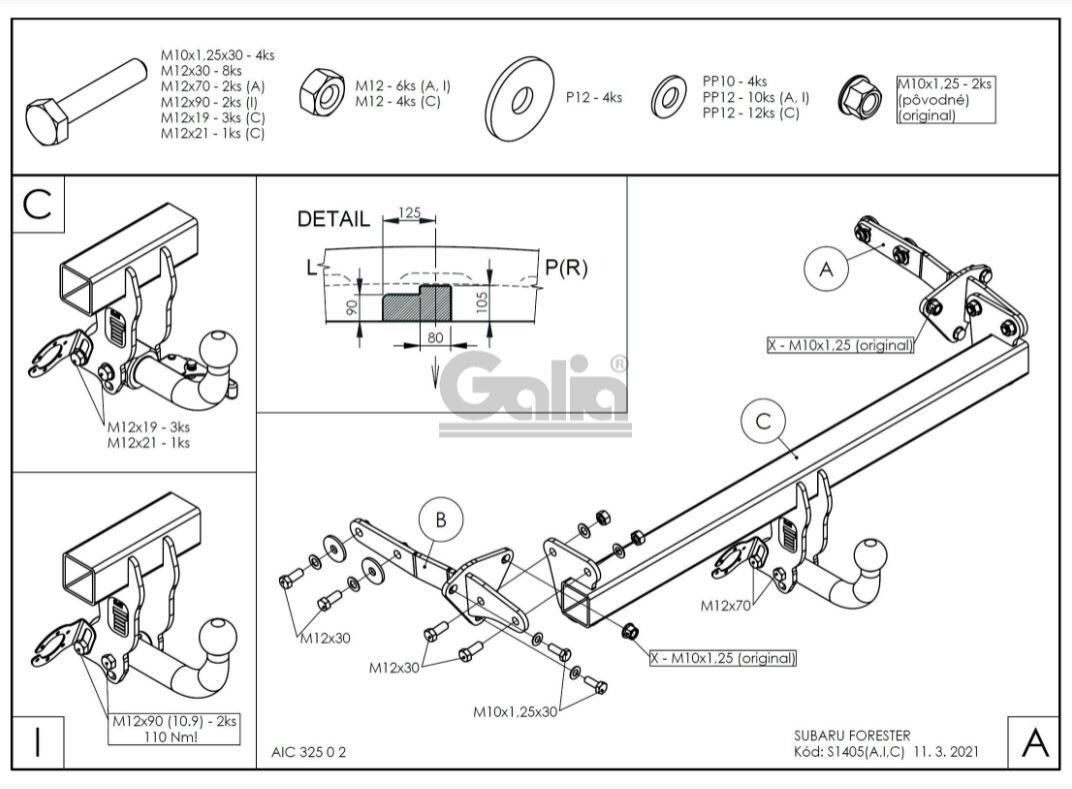 Фаркоп Galia для Subaru Forester фото 6