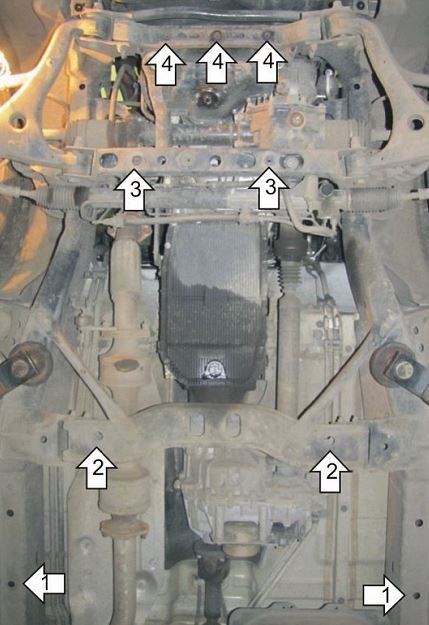 Защита стальная Мотодор для картера двигателя, КПП и РК на KIA Mohave фото 6