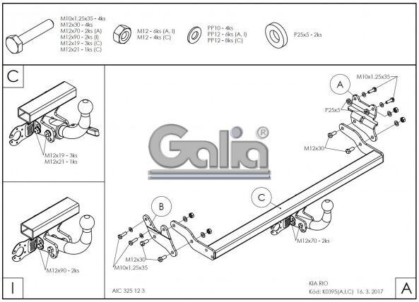 Фаркоп GALIA для Kia Rio хетчбек фото 2