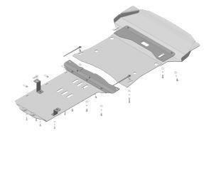 Защита алюминиевая Мотодор для картера двигателя, КПП, радиатора, РК на BMW X3 (f25) и X4 (f26)