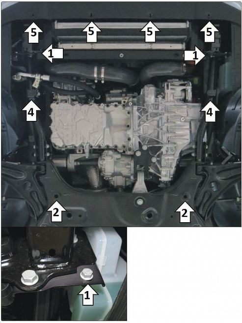 Защита стальная Мотодор для картера двигателя, КПП на Exeed VX и TXL фото 3