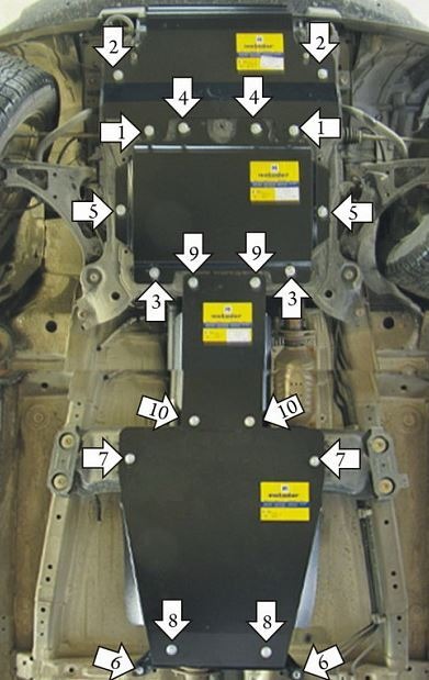 Защита стальная Мотодор для картера двигателя, КПП, радиатора, РК на Suzuki Grand Vitara фото 4