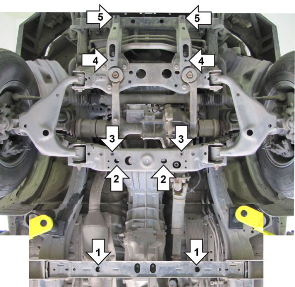 Защита алюминиевая Мотодор для картера двигателя, КПП и радиатора на Toyota Hilux фото 4