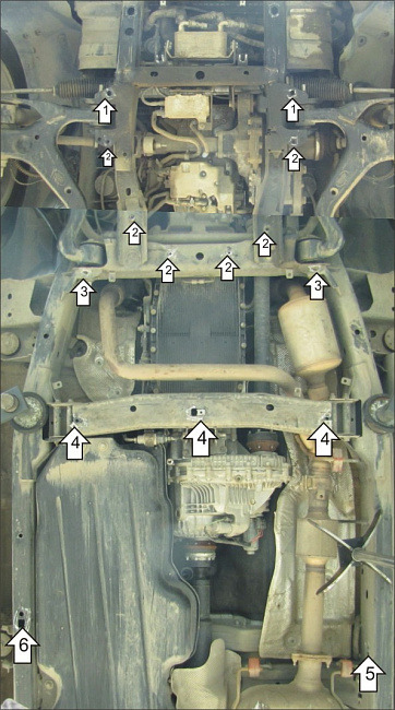 Защита алюминиевая Мотодор для картера двигателя, переднего дифференциала, радиатора на Land Rover Discovery IV фото 2