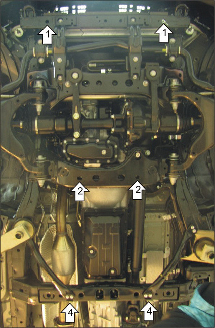 Защита алюминиевая Мотодор для картера двигателя, переднего дифференциала и КПП на Toyota Land Cruiser Prado 150 фото 3