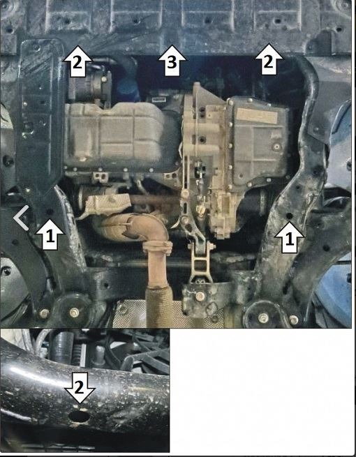 Защита стальная Мотодор для картера двигателя, КПП на Jac J7 фото 3