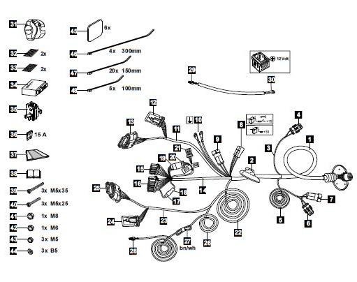 Комплект электрики фаркопа WESTFALIA для Jeep Renegate, FIAT 500X 13-пин