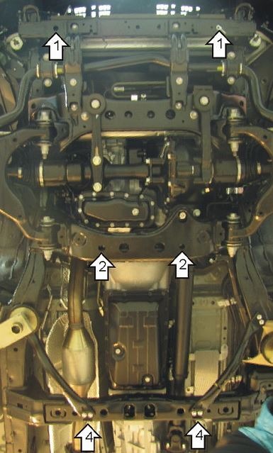 Защита стальная Мотодор для картера двигателя, переднего дифференциала, КПП на Toyota Land Cruiser Prado 150 фото 4