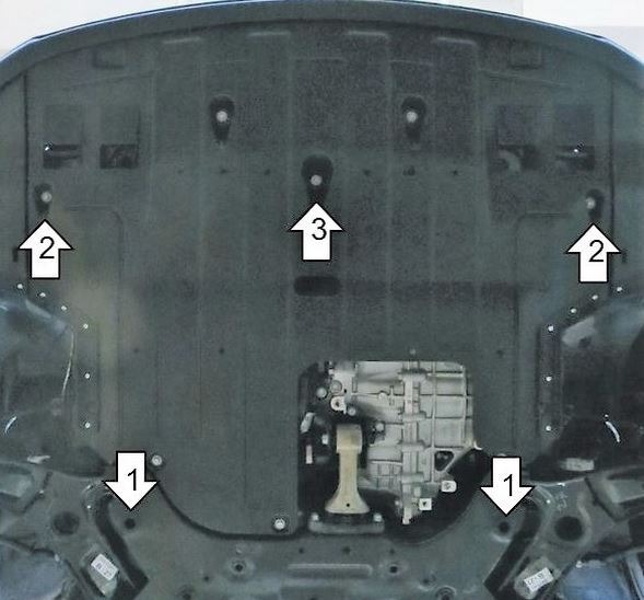 Защита АвтоСтандарт для картера двигателя, КПП для KIA Cee'd (JD) и KIA Cerato (YD) фото 3