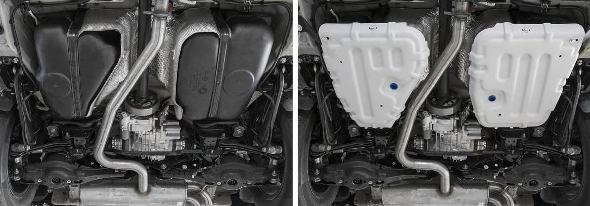 Защита алюминиевая Rival для топливного бака на Skoda Kodiaq (NS7) и Volkswagen Tiguan (MK2) фото 2