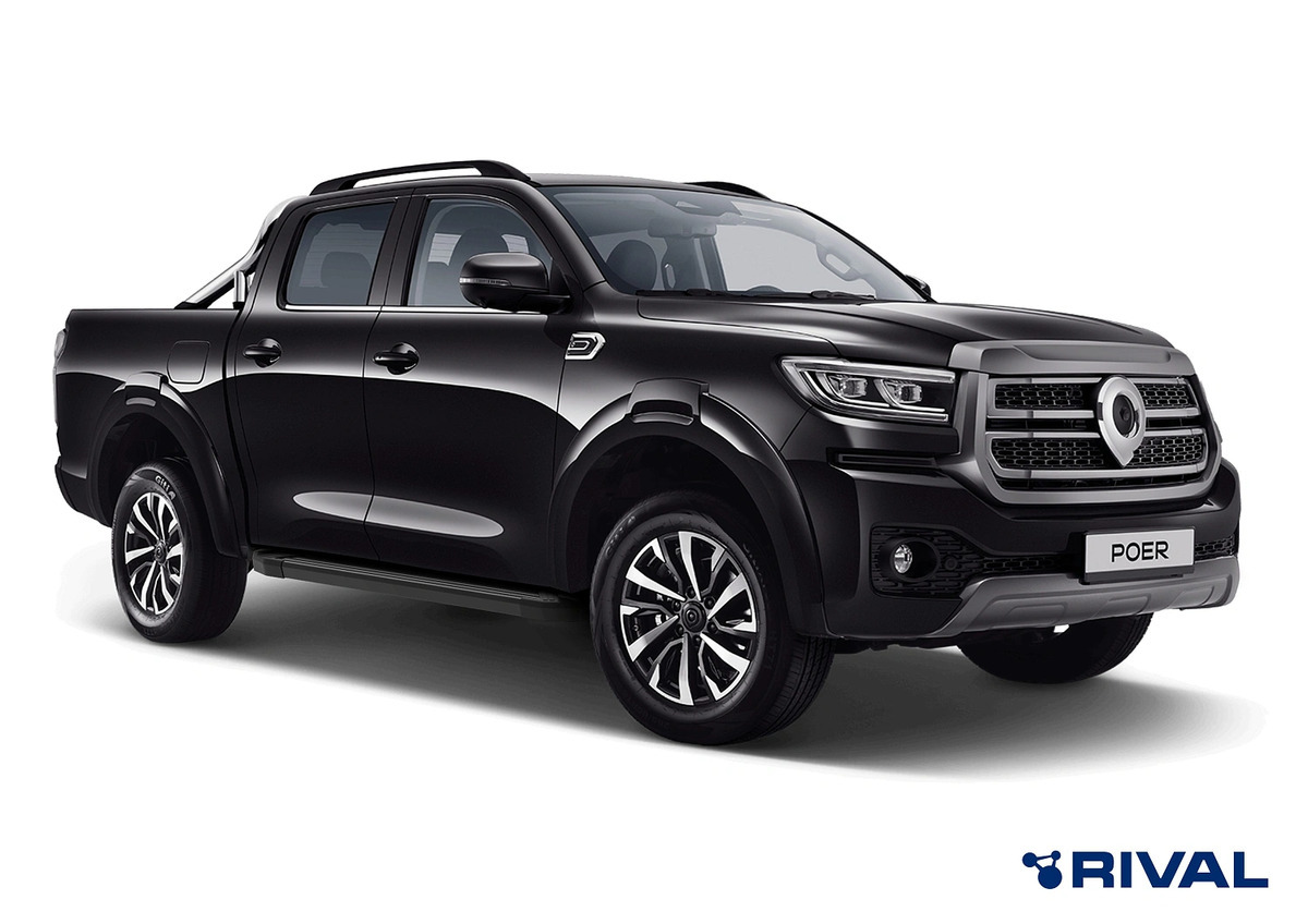 Порог-площадка Rival ​Black F193ALB c комплектом крепежа для Great Wall Poer (1 поколение рестайлинг)​ фото 2