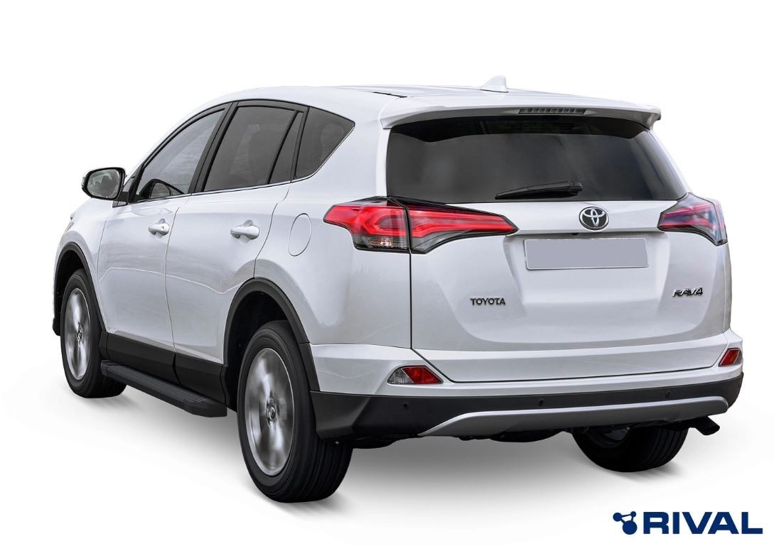 Порог-площадка Rival Black F173ALB c комплект крепежа для Toyota RAV4 (XA40)