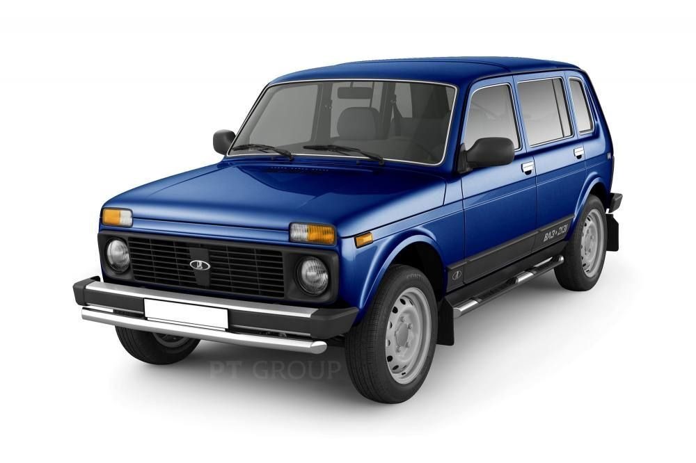 Защита порогов НПС с алюминиевой площадкой PT Group для Lada Niva (2131) d63 mm