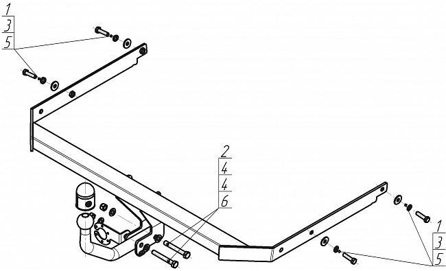 Фаркоп АвтоСтандарт с оцинкованным шаром для Ford Focus (CB8)​ III седан фото 2