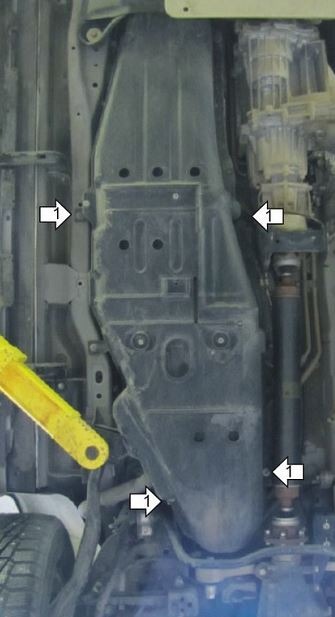 Защита стальная Мотодор для топливного бака на Mitsubishi Pajero фото 3