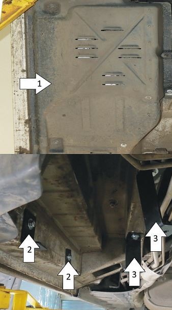 Защита стальная Мотодор для трубок кондиционера на Volkswagen Multivan/Transporter/Caravelle T5 и T6 фото 3