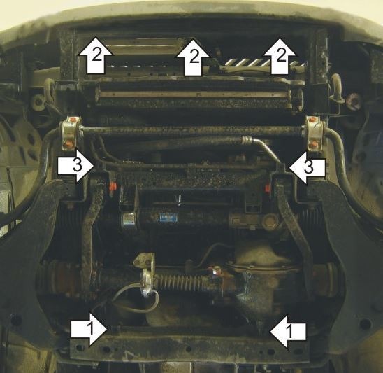 Защита стальная Мотодор для картера двигателя, радиатора, переднего дифференциала на Mitsubishi L 200 фото 4