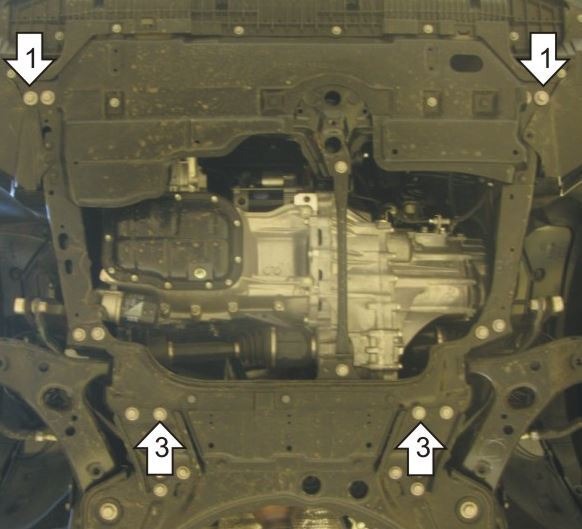 Защита стальная Мотодор для картера двигателя, КПП на Toyota Verso/Corolla/Auris/Avensis фото 3