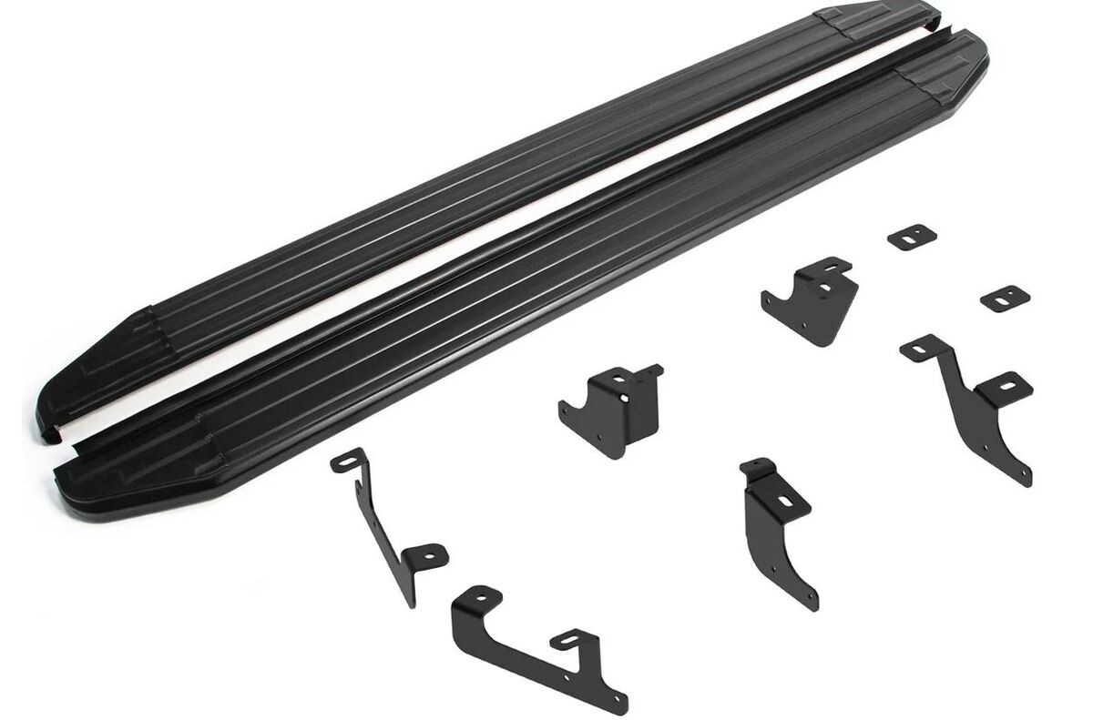 Порог-площадка Rival Premium-Black A173ALB c комплектом крепежа для Geely Coolray (SX11) и Belgee X50