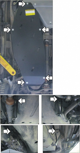 Защита алюминиевая Мотодор для топливного бака на Mitsubishi Pajero IV фото 4