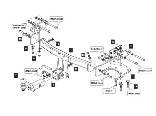 Фаркоп TowRus для Kia Sorento Prime (UM) и Hyundai Santa Fe (TM)